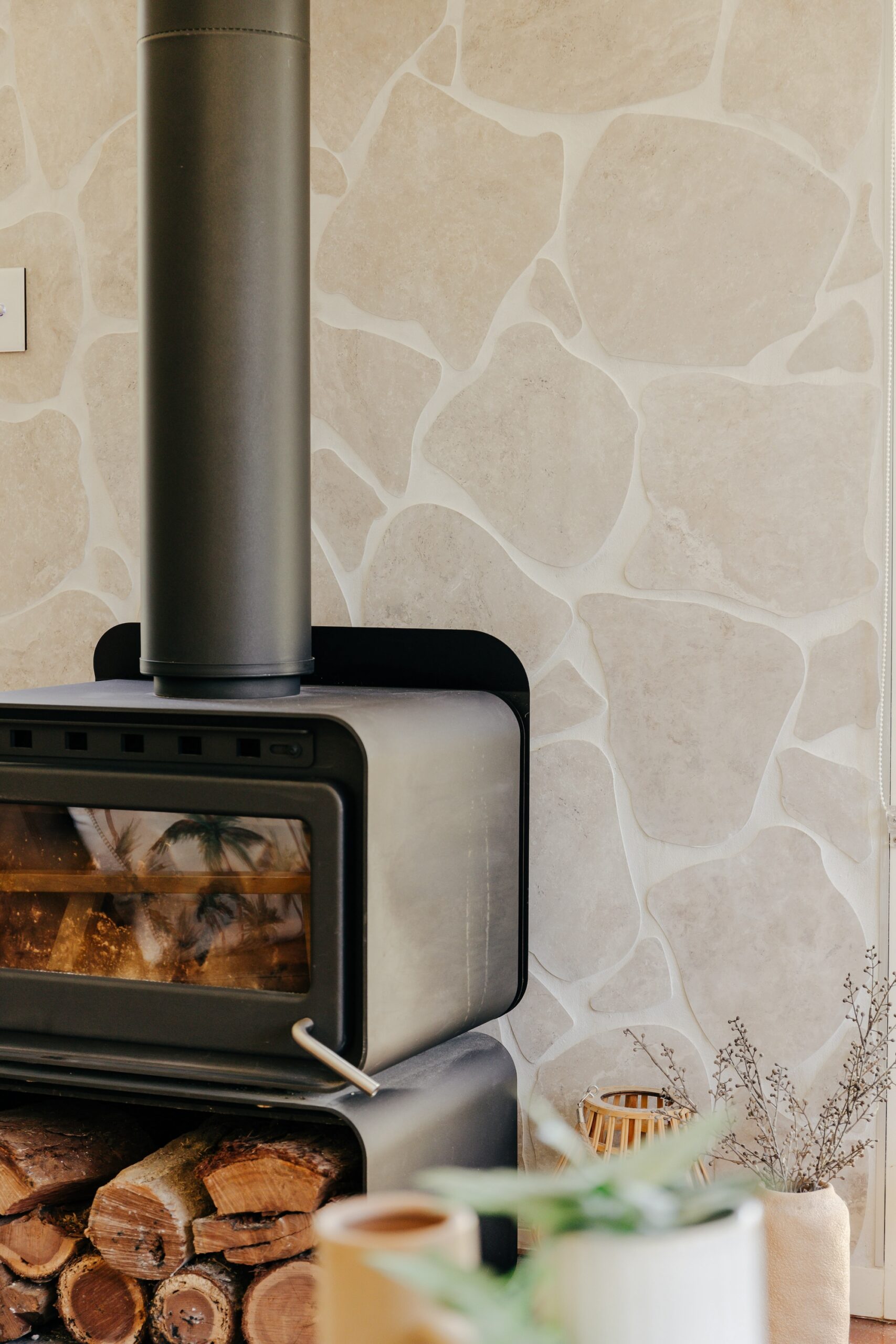 Travertine Cross Cut Crazy Pave installed — Forest Ridge Dr