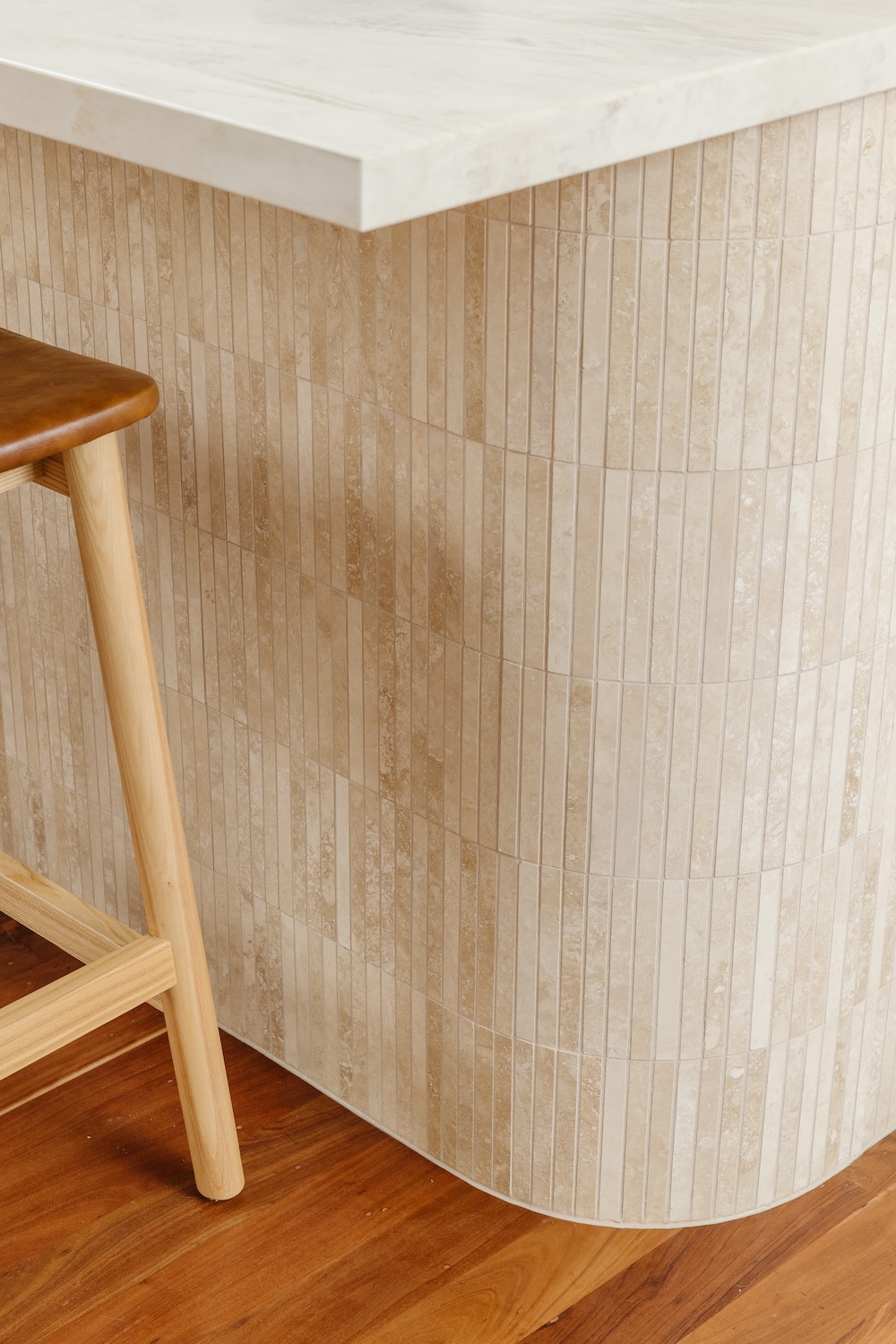 Honed and Filled Classic Travertine Kit Kat installed — Toulambi Street Renovation