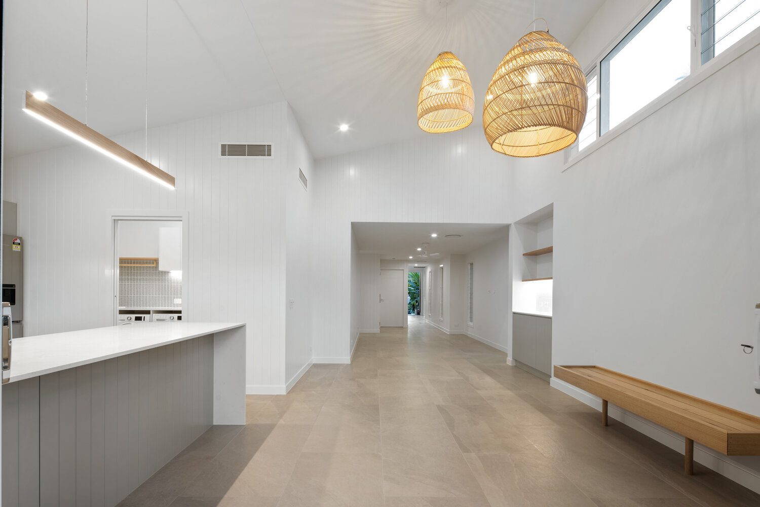 Interior detail with warm stone flooring